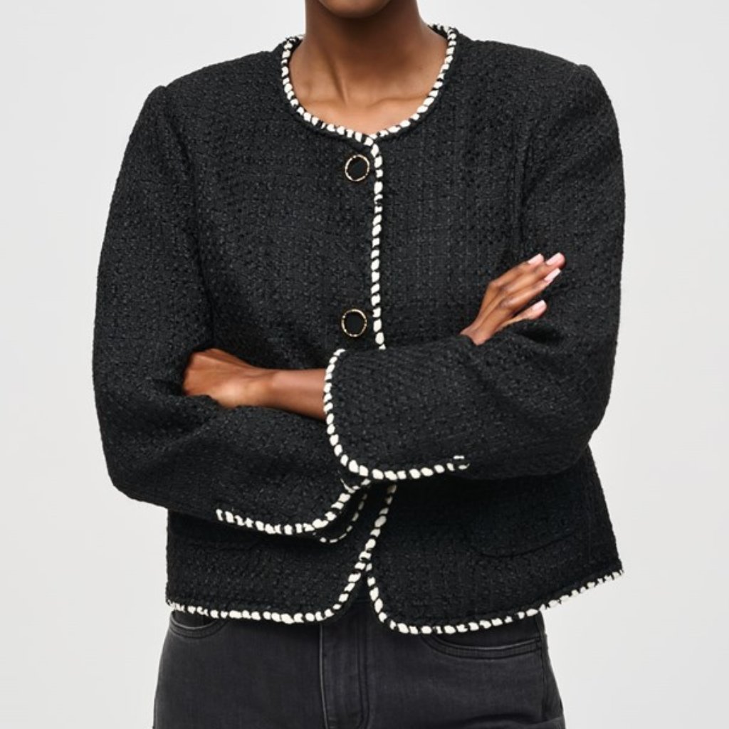 Boucl Jacket With Contrast Trim - Joseph Ribkoff